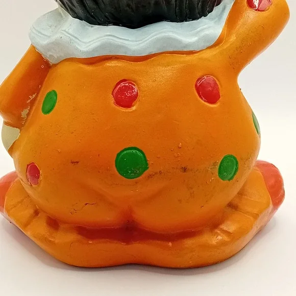 Vintage Clown Coin Bank Figurine Ceramic Novelty Decor Polka Dot Kidcore 9" READ - Picture 15 of 16